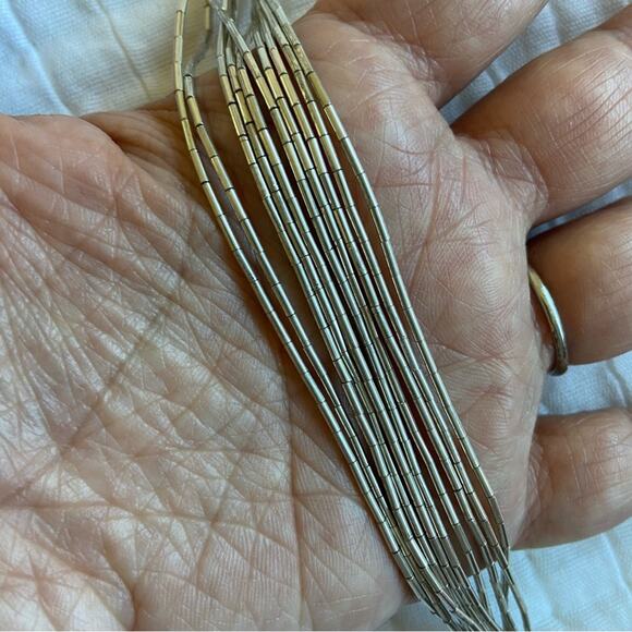 ESTATE STERLING SILVER 10 STRAND 12” LIQUID SILVER HEISHI OLD PAWN - Picture 7 of 9